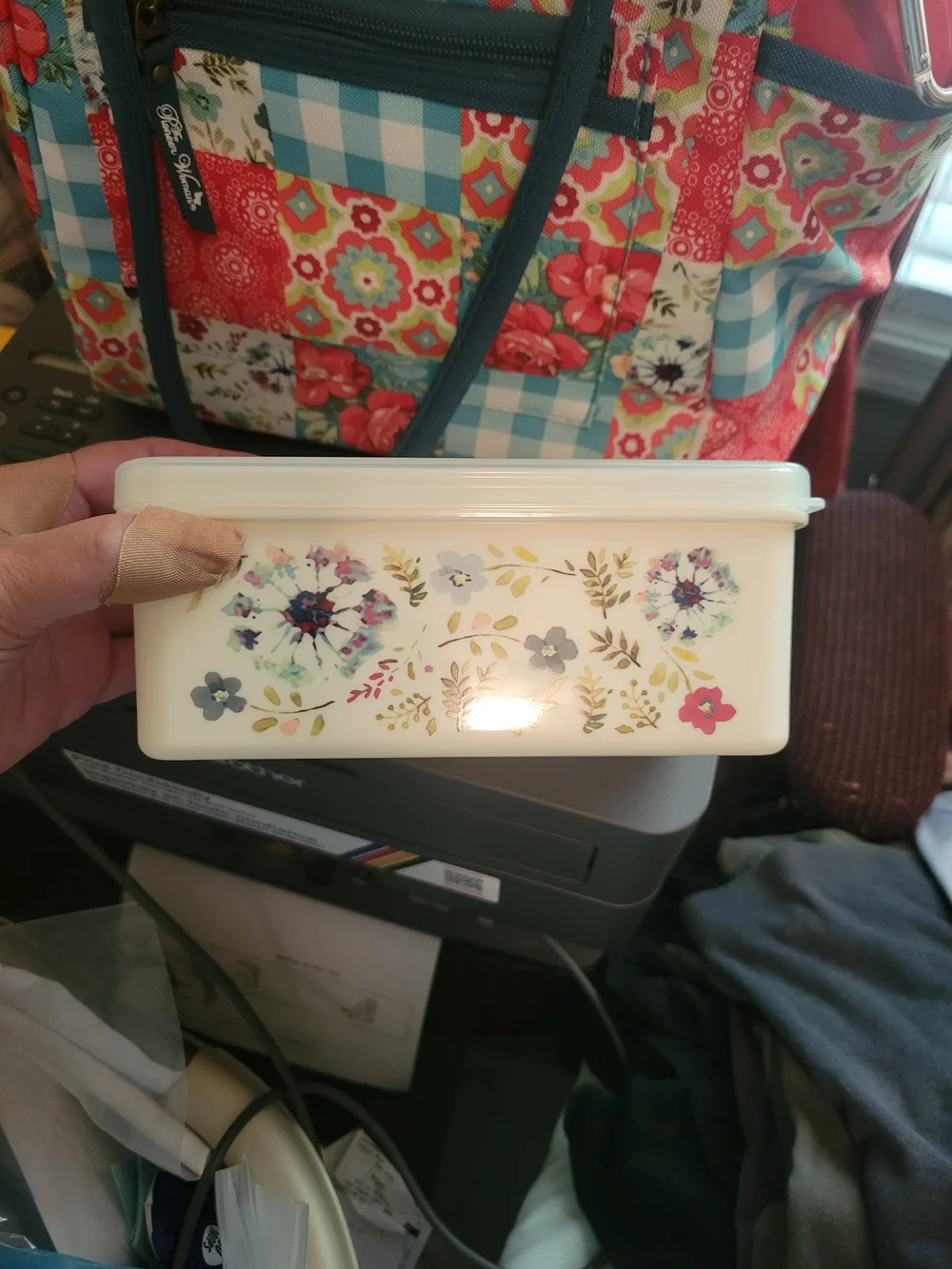 The Pioneer Woman Patchwork Floral Lunch Kit in Red, Blue, and White